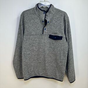 Eddie Bauer Mens' Size lSmall Gray Flannel 3 Snap Pullover Sweatshirt